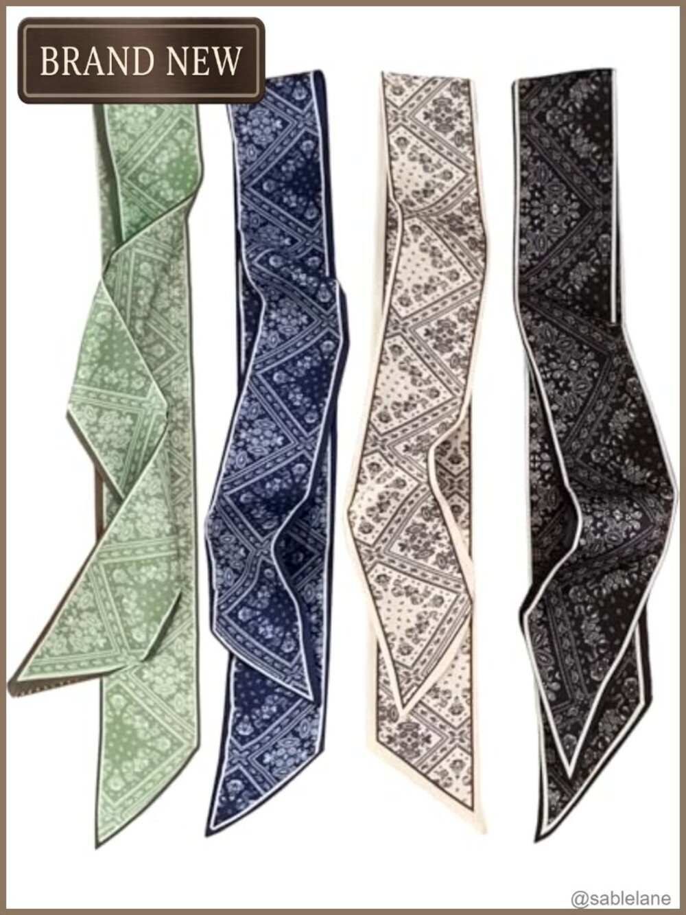 4 Pack Fashion Silky Scarves for Women Floral Satin Neck Scarf Hair Accessory
